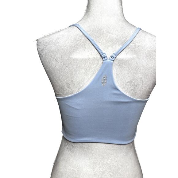 Free People Crop Top 4 Ways Styling Racerback Spaghetti Strap Light Blue S NWOT - Picture 7 of 11